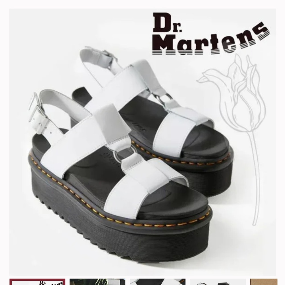 Dr. Martens White and Black Platform Sandals